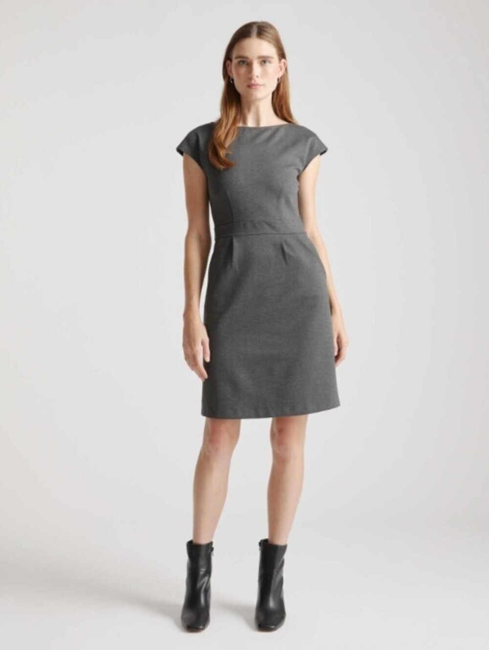 Quince Charcoal Gray Cap-Sleeve Mini Dress
